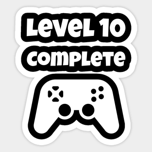 Level 10 Completed Video Gamer 10th Birthday Gift Sticker